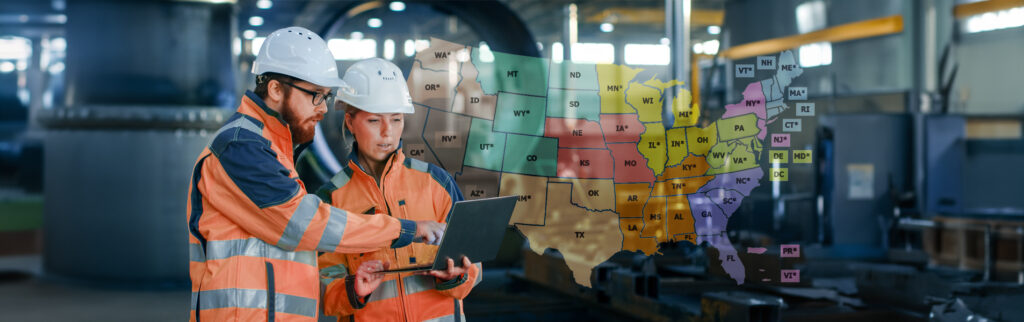 Map detailing OSHA's new regions after their recent restructuring.